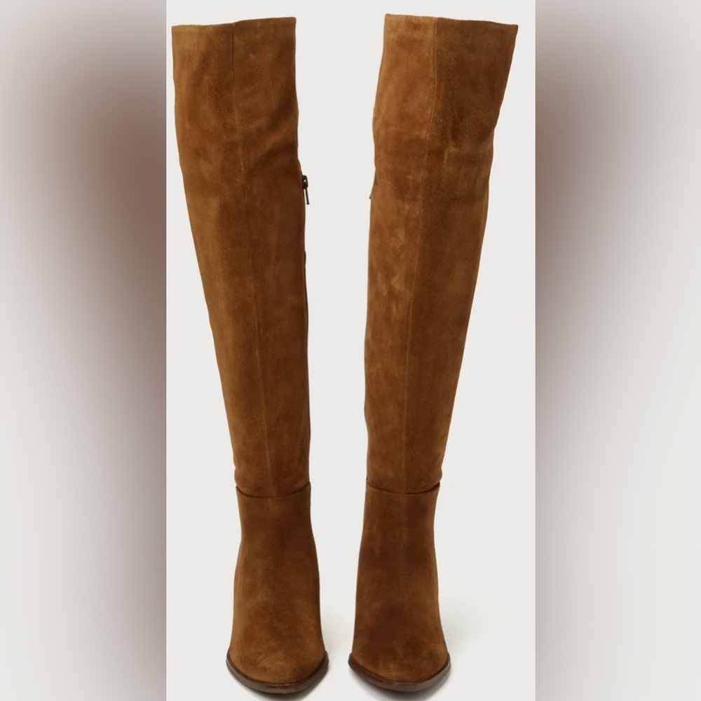 Seychelles Gifted Cognac Suede Leather Over-The-Knee Boots Size 7.5 New